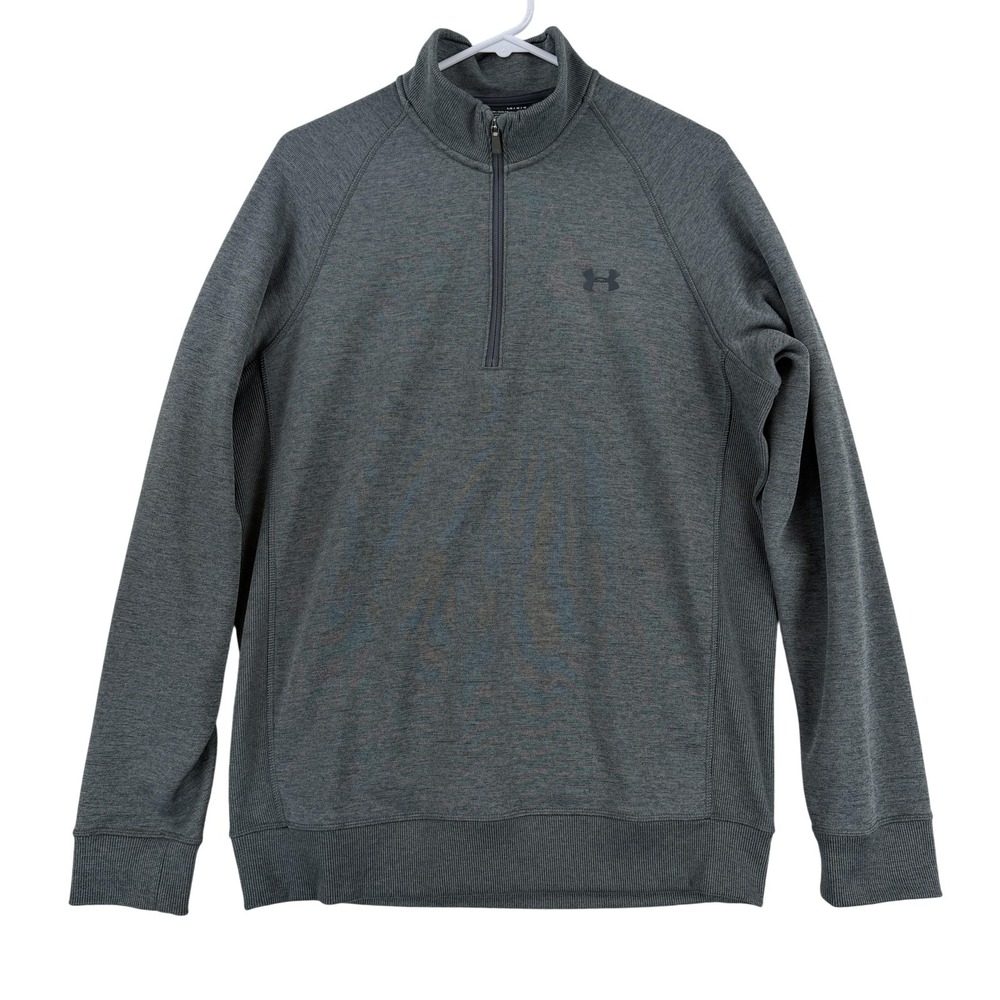 Under Armour ColdGear Pullover Mens Large Gray 1/4 Zip Fleece Athletic Top